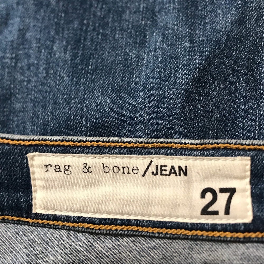 Rag & Bone Dive High-Rise Colorblock Capri Jeans, Indigo Olana Size 27 - Picture 8 of 11